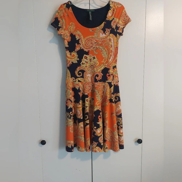 Ralph Lauren Dresses & Skirts - Vintage Ralph Lauren Paisley Print fit & Flare Ponte knit Dress S